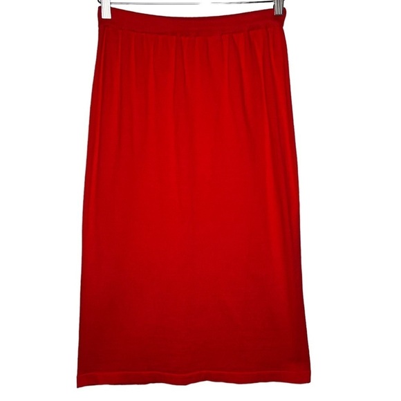 Prophecy Red Knit Midi Length Pencil Skirt Size M USA Made Cotton Comfort Waist - Picture 13 of 13